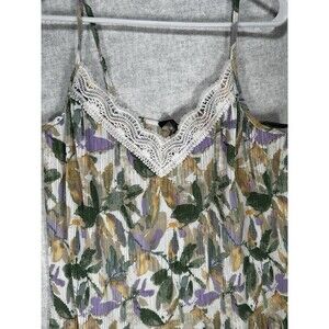 Suzanne Betro Woman's Lace Trim Pleated Cami Top Size Large Multi Color Floral